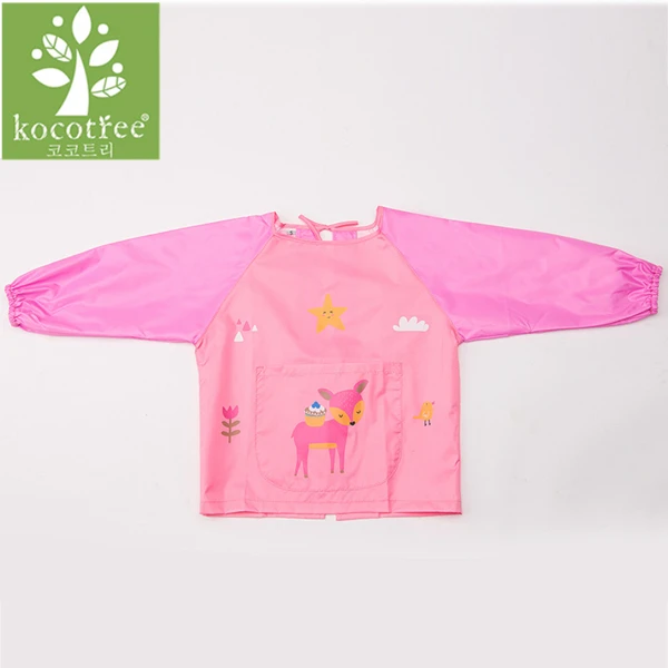 Pink moose Водонепроницаемый противоизносный фартук для рисования краски пальто для детей костюм ремесла DIY краски противообрастающие фартуки для детей детский сад - Цвет: Pink moose