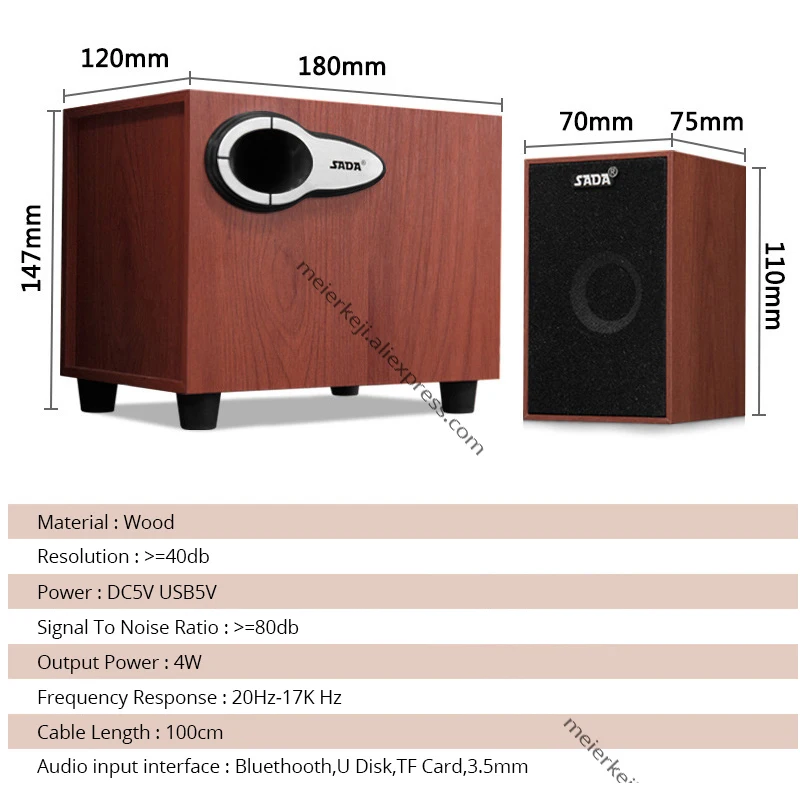 SADA высококачественные деревянные usb динамик плеер для компьютера смартфон U диск