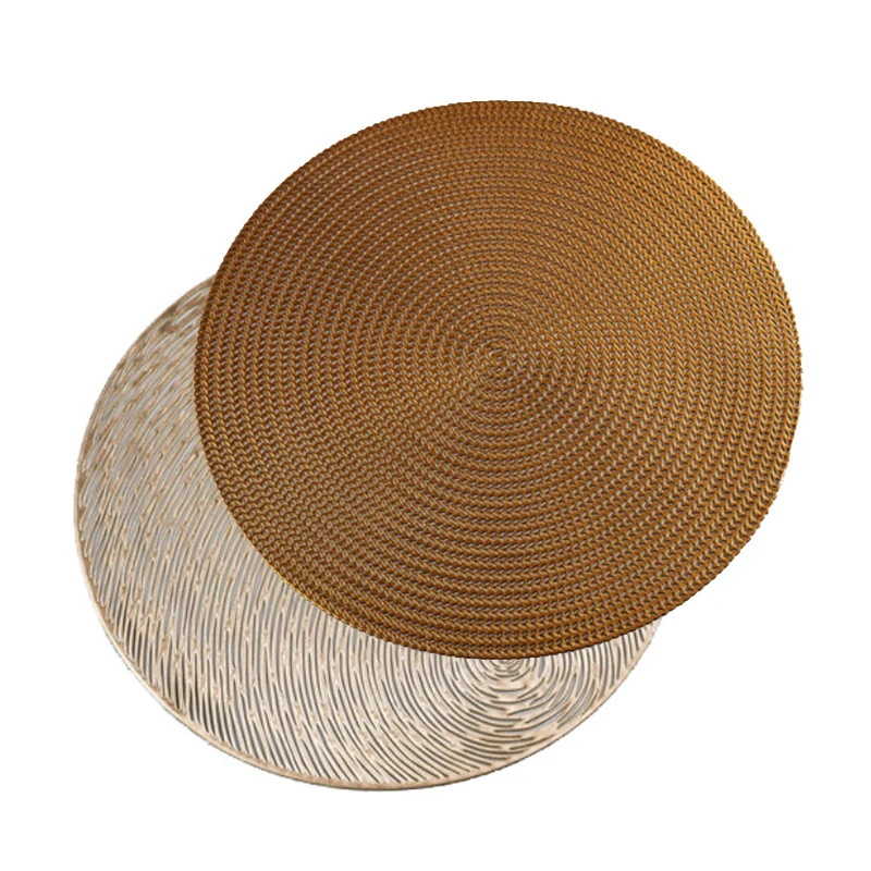 

UPORS 4Pcs/Set Round Placemats Heat Resistant Mat Eco Friendly PVC Placemats Home Kitchen Table Mats Coaster Dining Accessories