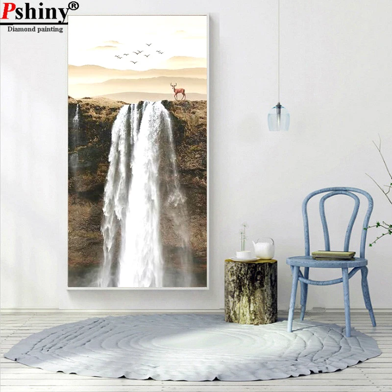 PSHINY DIY 5D Вышивка с бриллиантами продажа водопад пейзаж картины из кристаллов