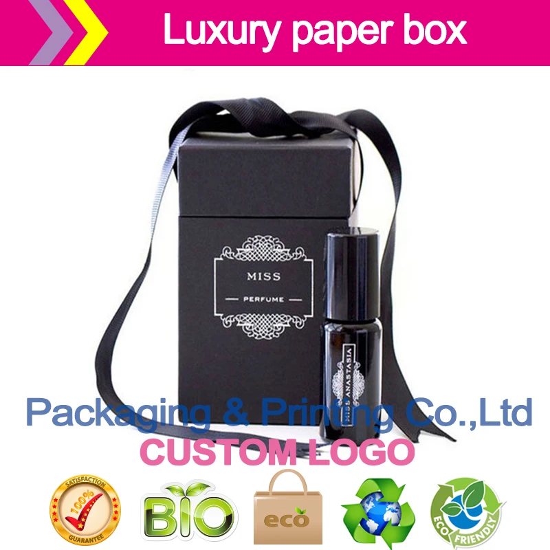 Блеск для губ под заказ подарочная коробка Черная бумажная бант лента