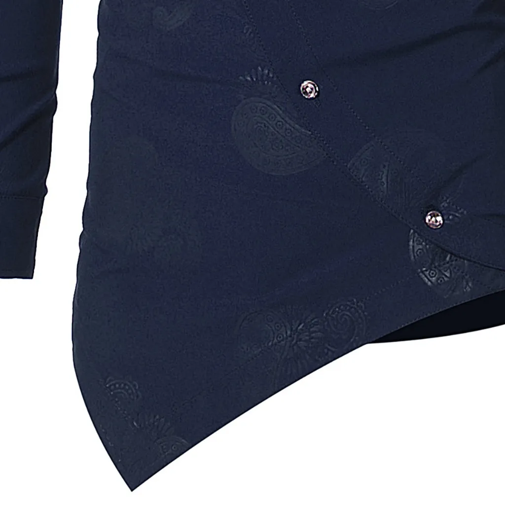 Новое поступление мужские рубашки мужские весенние Irraguler Slim Fit с длинным рукавом печатные мышцы футболки Топ Блузка camisa masculina#3