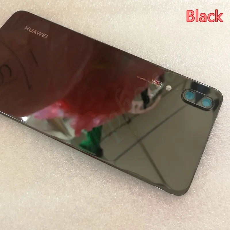 Black Новая задняя крышка из закаленного стекла для huawei P20, запасные части, задняя крышка для батареи, корпус+ рамка для камеры+ крышка для вспышки - Цвет: Black