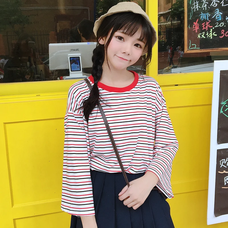 Для женщин футболки топы корректирующие японский Kawaii дамы Ulzzang повседневное