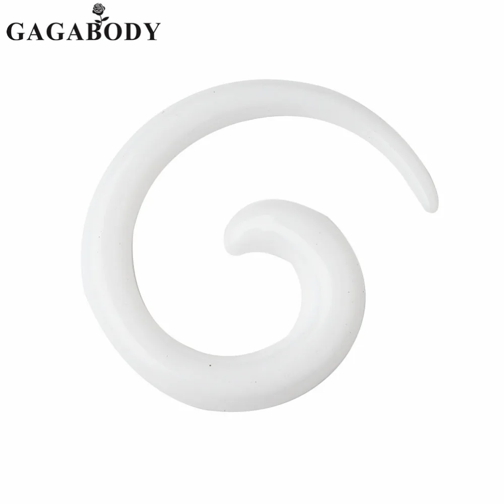Рождество Новые Панк Белый Акрил спираль Форма туннели беруш пирсинг 2.5 мм-10 мм 1