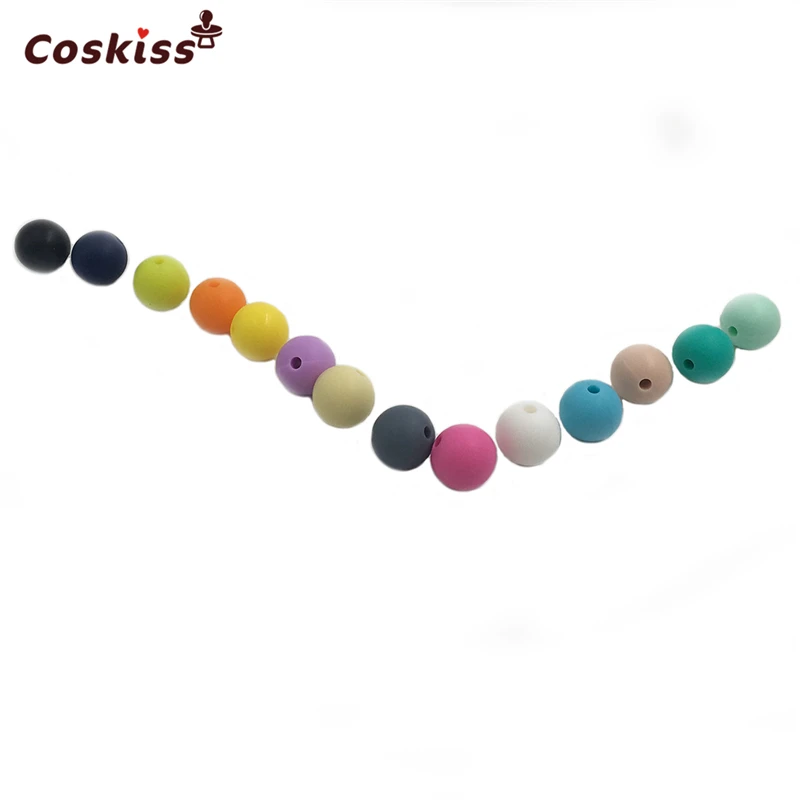Cuentas redondas de silicona de grado alimenticio para beb&eacute;, abalorios de colores mixtos naturales de 0,47 "(12mm), juguetes para morder, collar/pulsera para beb&eacute; DIY-1