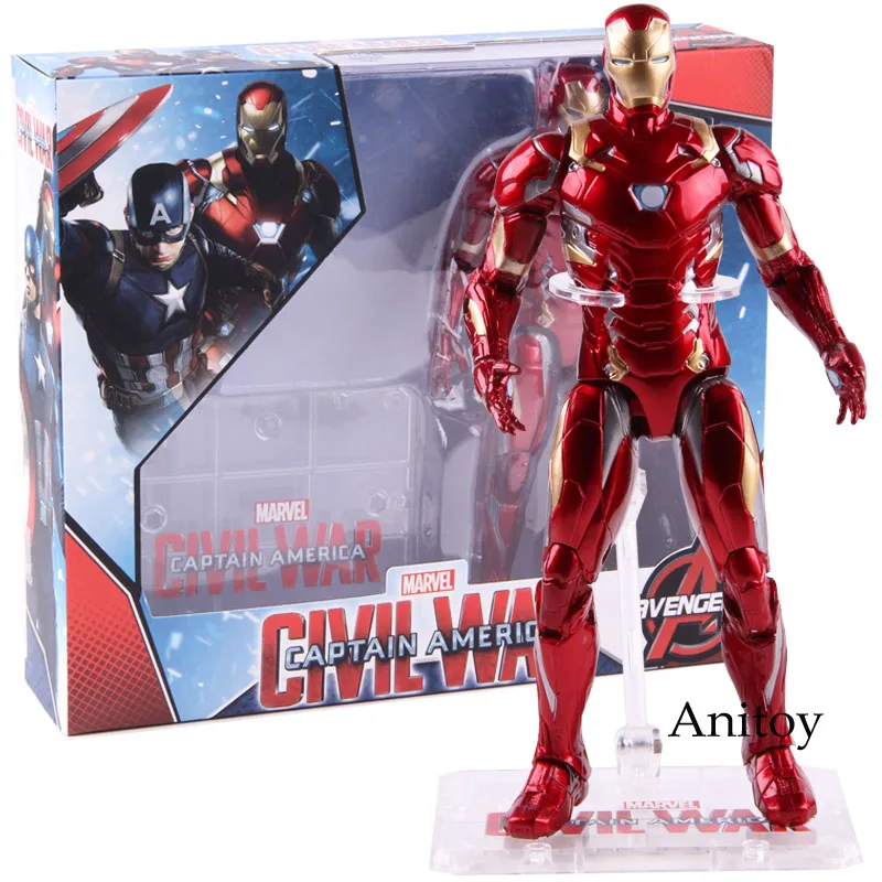 with box Капитан Америка, фигурка железного человека, фигурки из ПВХ Marvel, фигура Мстителей, Коллекционная модель игрушки 17,5 см - Цвет: with box
