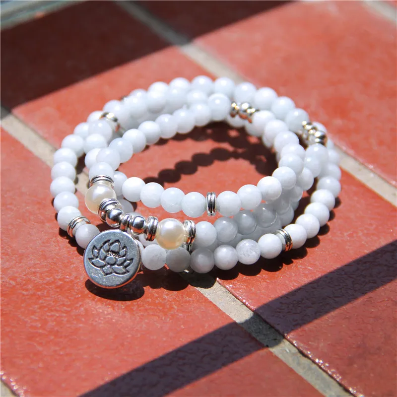 108 шт. браслет Mala из натурального аквамарина кварцевые браслеты синие круглые