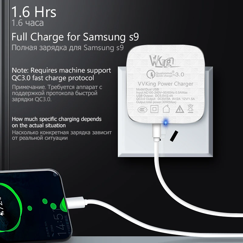 Зарядное устройство с двумя разъемами USB 3 0 штепсельная вилка стандарта США