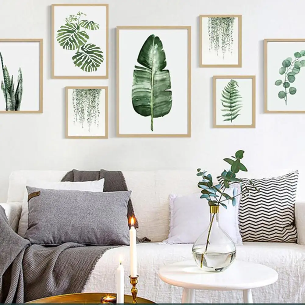 Nordic Style Pastoral Green Plant Leaves Modern Minimalist Decorative Painting Wall Decoration | Дом и сад
