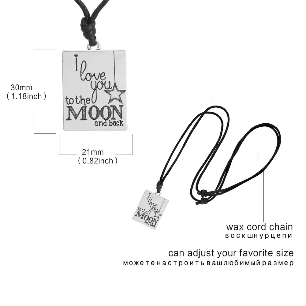 LIKGREAT I Love You To The Moon and Back с гравировкой букв квадратное ожерелье кулоном для женщин