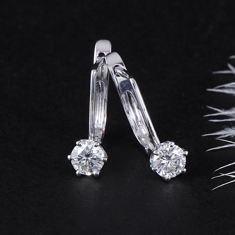 DovEggs Стерлинговое Серебро 925 пробы 0.5CT 5 мм H цветной камень Муассанит Серьги-кольца для женщин хорошее ювелирное изделие классический зажим