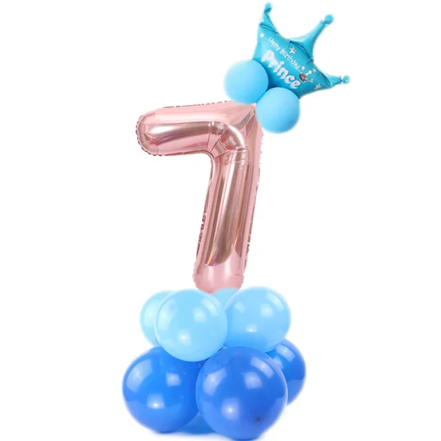 Blue 7 С Рождеством, 1, 2, 3, 4, 5, 6, 7, 8, 9 розово-золотые фольгированные шары с цифрами, цифровой Гелиевый шар, свадебное украшение, воздушный шар для дня рождения - Цвет: Blue 7