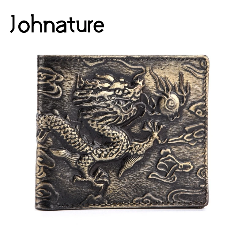Мужские короткие кошельки и бумажники Johnature из натуральной кожи с животным