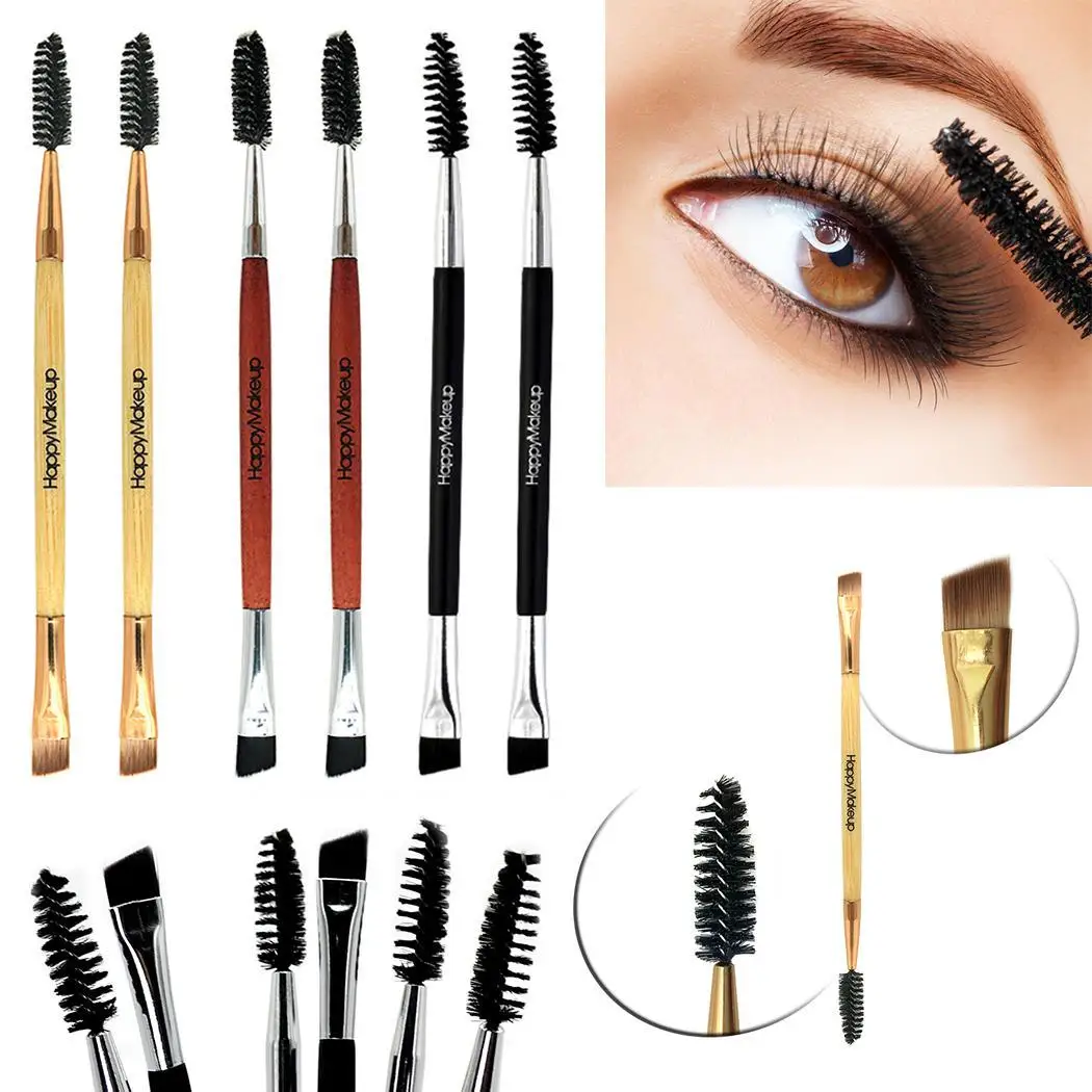 Women Eyebrow Brush Eyelash Double Head Wood Black Brown Yellow Beveled Makeup | Красота и здоровье