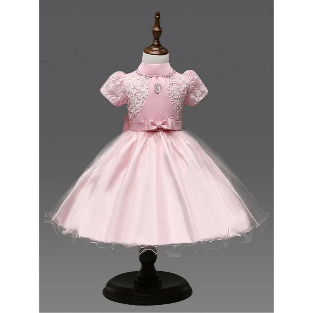 2017 Fashion White Pink Yellow Tutu Ball Gown Short sleeve Bow Organza Lace Zipper Flower Girl Dresses Kids Pageant Age | Свадьбы и
