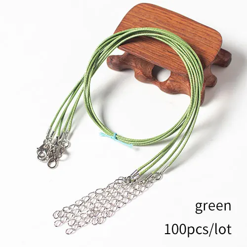 Green 120pcs 120 шт./лот, 1,5 мм, кожаные цепочки, ожерелья, браслеты, подвески, фурнитура, застежка-карабин, шнур 18" - Цвет: Green 120pcs