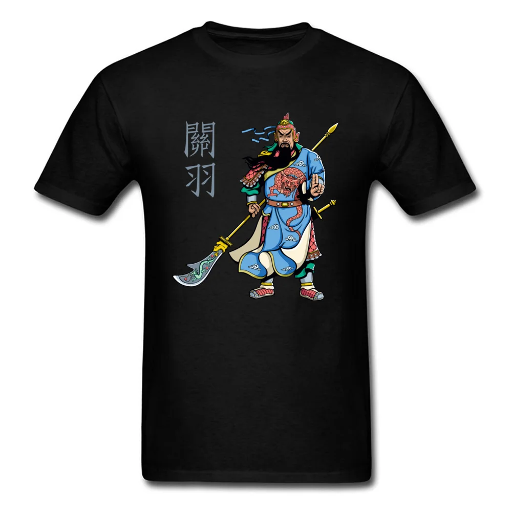 

Chinese Hero Warrior Guan Yu Print Men T-shirt Mans Short Sleeve Black Tee Shirt Tops Unique Design Beijing Opera Character