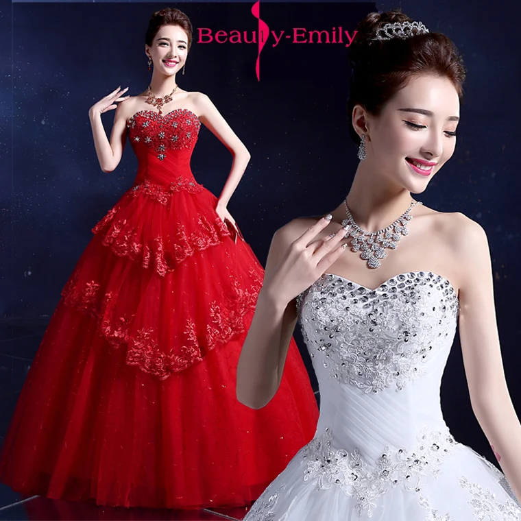 Женское свадебное платье белое красное бальное с кристаллами|vestido de noiva|de noivagown