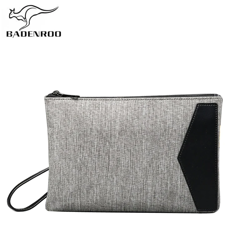 

Badenroo Fashion Gray Canvas Men Clutch Bag 2018 Business Casual Brand File Bag Panelled Men Ipad Clutches Simple Embrayage Sac