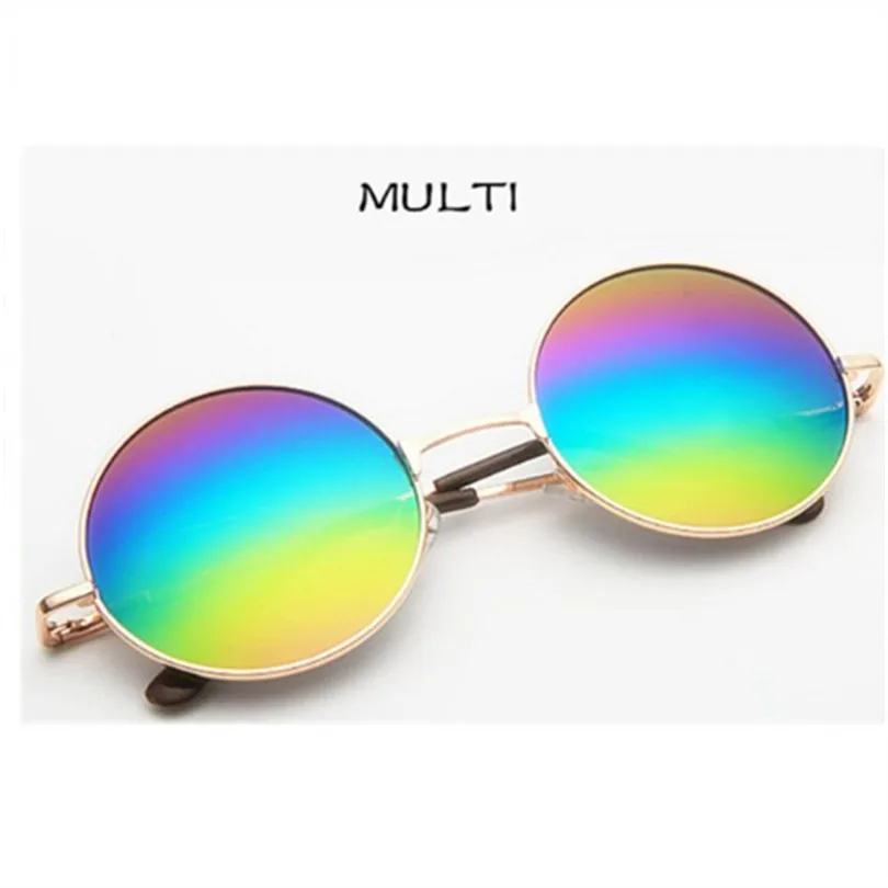Mirrored Retro Round Sunglasses Men Women Brand Designer Female Male Sun Glasses Men's Women's Vintage Glasses - Цвет линз: Multi