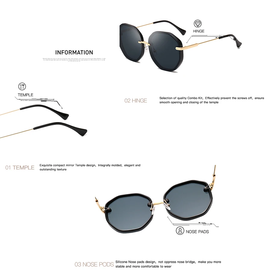 Женские солнцезащитные очки AEVOGUE Винтажные Солнцезащитные в металлической