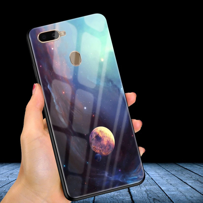 Для OPPO A7 чехол 6,2 ''стеклянный силиконовый бампер+ Жесткий PC стекло задняя крышка для OPPO AX7 CPH1901 CPH 1901 OPPOA7 AX 7 A 7 чехол для телефона s
