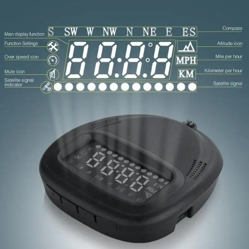 A1 универсальный OBD2 автомобильный HUD GPS налобный дисплей Система предупреждения о