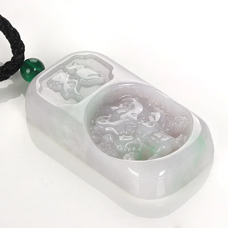 Природные фиолетовый Jade Кулон Зодиака кран официальной анти злодей зло лаки|pendant