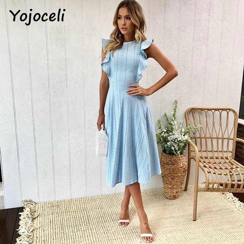 Женское кружевное платье Yojoceli элегантное миди с вышивкой вечерние платья