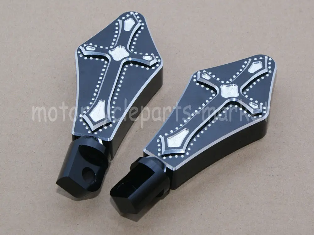 Черная мотоциклетная CNC Cross подножки для ног Harley Dyna 04-14 Electra Glide 06-14 Bones 10-11 Blackline 11-13
