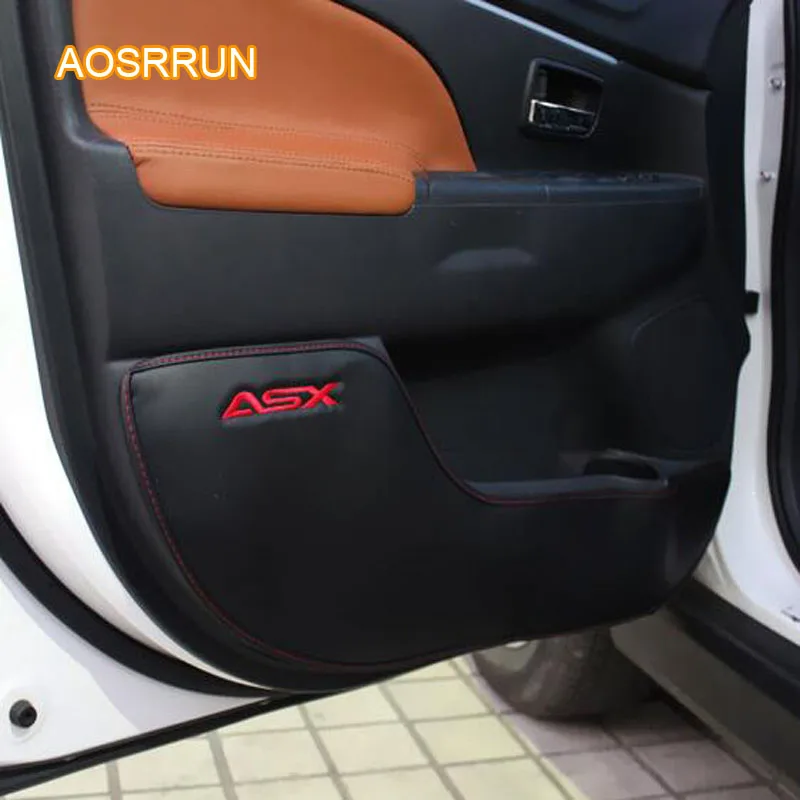 AOSRRUN Коврик для двери из натуральной кожи, коврик для двери, защитная подушка для двери, автомобильные аксессуары, чехол для Mitsubishi ASX 4/шт