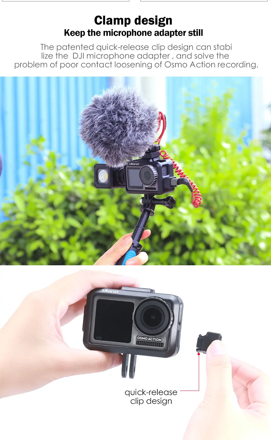Ulanzi OA-7 Vlog камера клетка для DJI OSMO экшн Защитный чехол рамка оболочка микрофон Спортивная камера Vlog клетка аксессуары для камеры