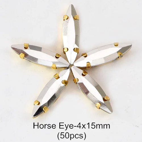 Horse eye 4x15mm G Рудник Серебряный 11 формы пришить Стразы с когтями головистой формы Стекло с украшением в виде кристаллов Высокое качество пришить коготь стразы для одежды B3793 - Цвет: Horse eye 4x15mm G