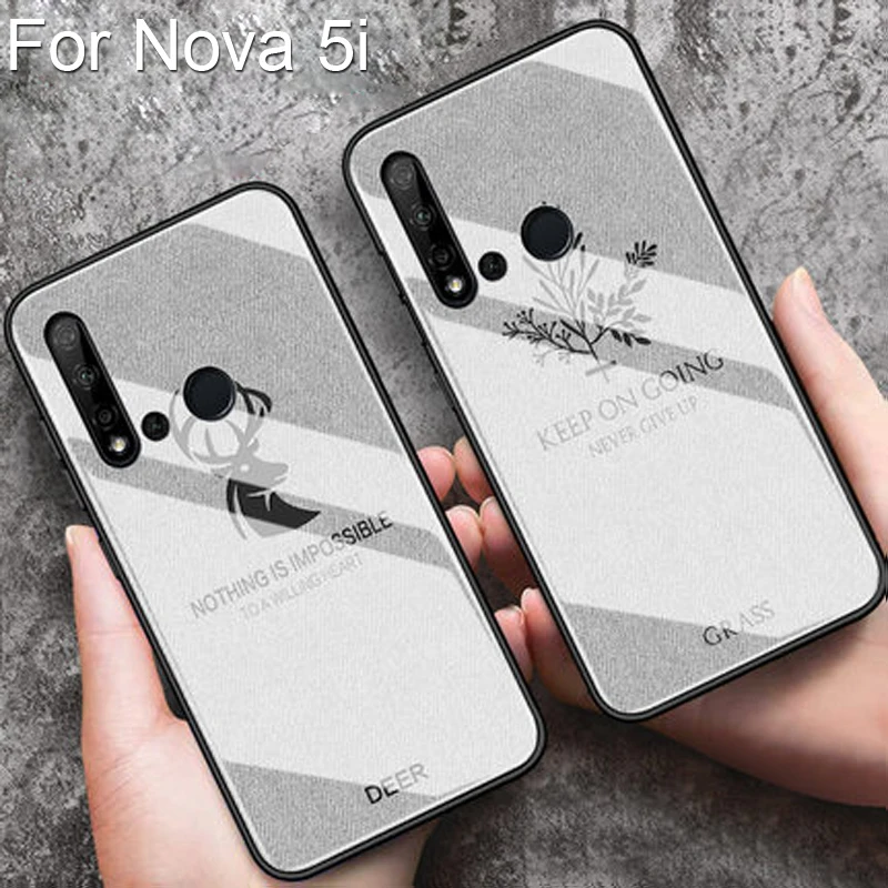Чехол из закаленного стекла с оленем и травой для Huawei Nova 5i Мягкая силиконовая