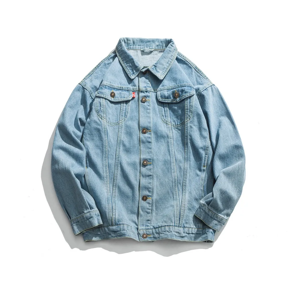 Светло-голубой карго карман мужская куртка водителя грузовика Ретро базовая