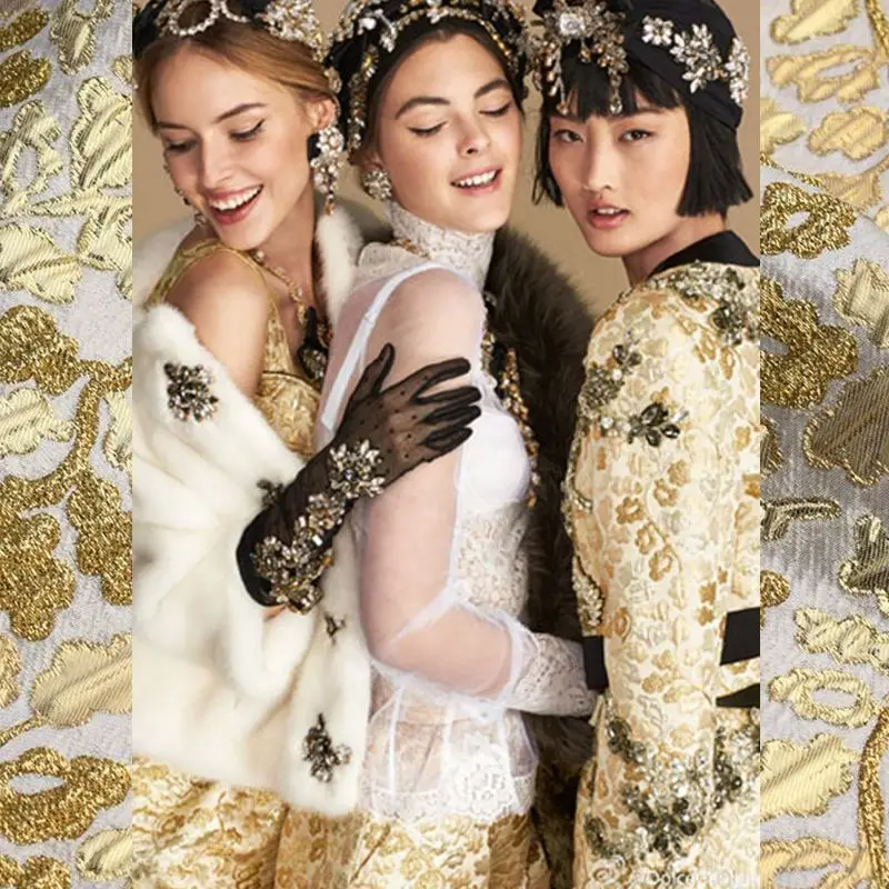 Разноцветная трехмерная Золотая жаккардовая парча для платья пальто яркая ткань