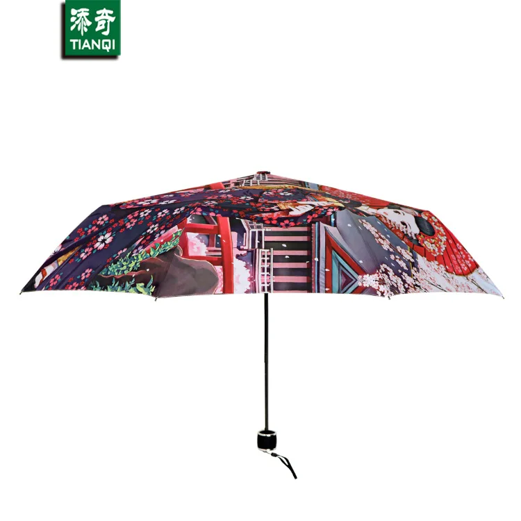 98 см * 8 ребер 3D печать Романтический Восточный Вишневый зонтик портативный