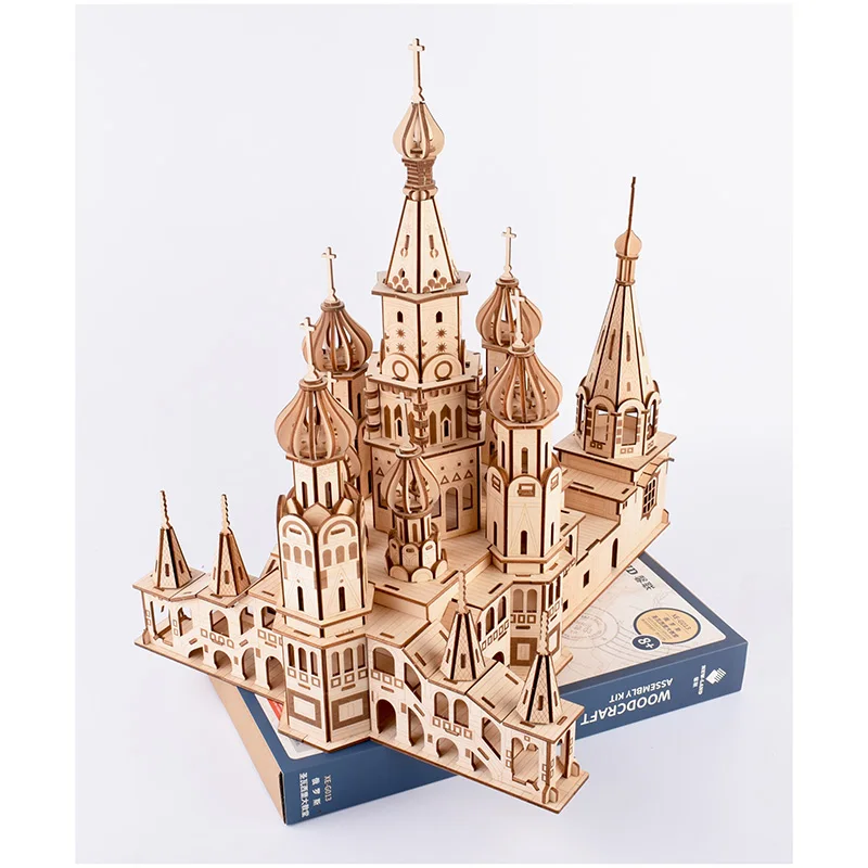 Персональная коллекция выставочная сувенирная Модель здание 3D деревянная сборка головоломка Василия Блаженного собора, Россия