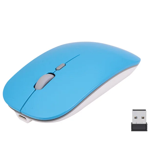 Rovtop Беспроводная игровая мышь 2,4 ГГц USB ультра-тонкая Бесшумная зарядка фотоэлектрическая портативная мышь для ноутбука - Цвет: Smooth blue