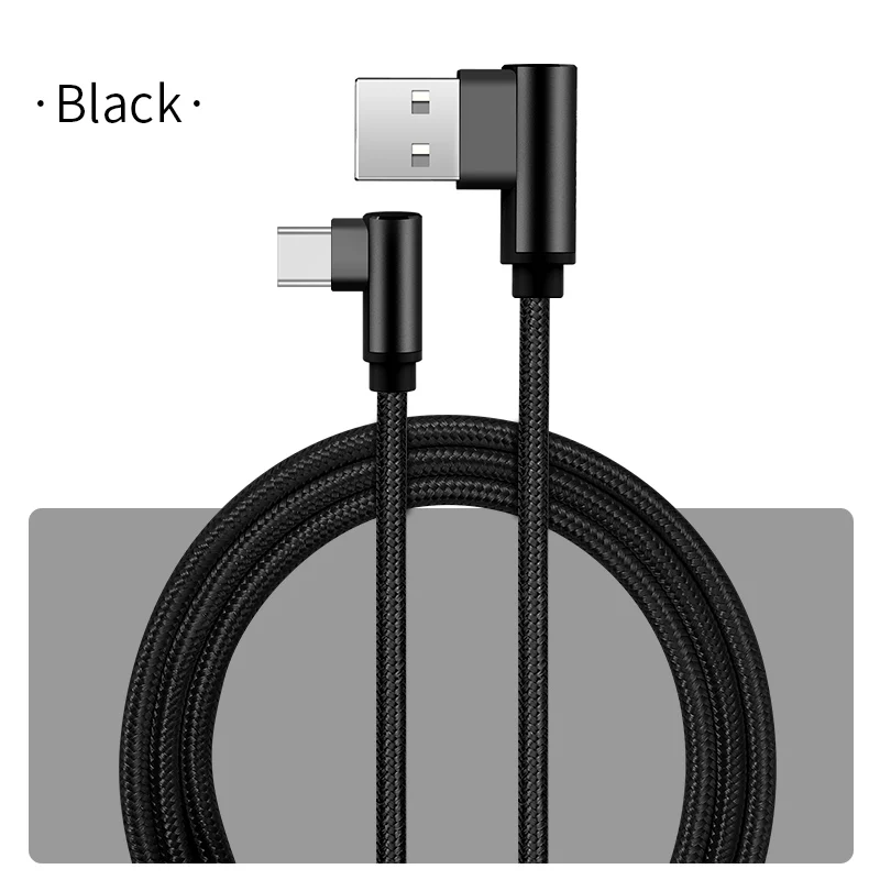 Black SmartDevil Быстрая зарядка кабель для samsung S10 S9 usb type C Android телефон Универсальный 90 градусов шнур данных для huawei нейлоновый кабель - Цвет: Black