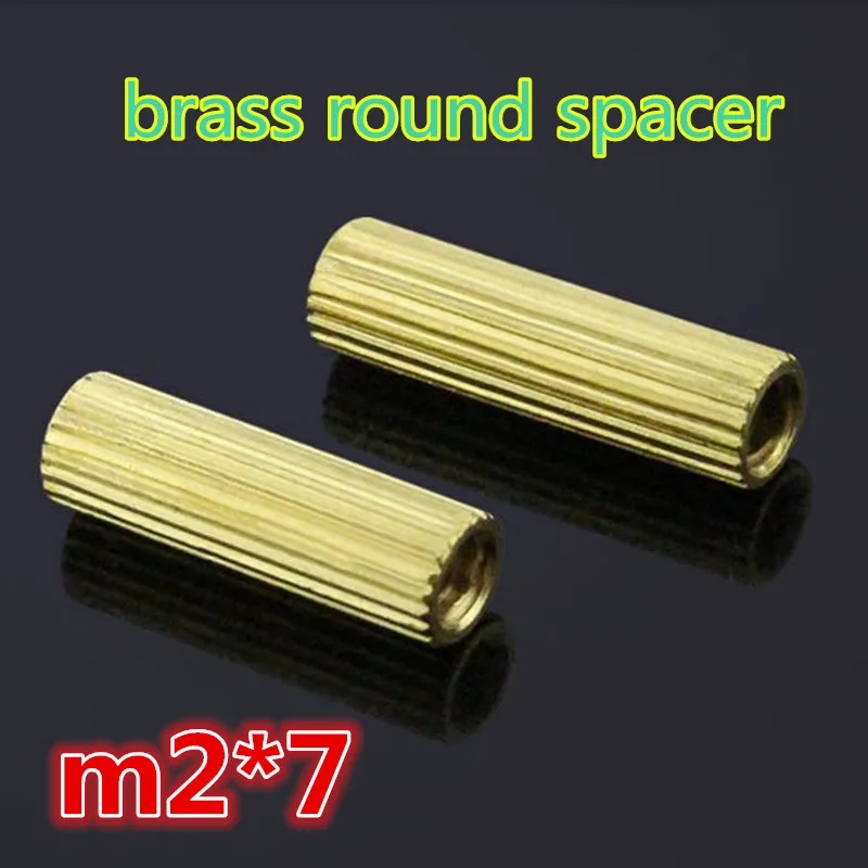 

500pcs m2*7 brass knurled round spacer standoff female to female for CCTV camera L=7mm