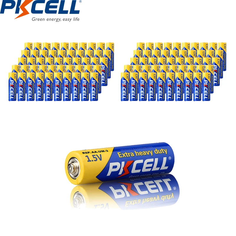 100 шт. PKCELL1.5v aa сверхмощный цинк углерода R6P UM3 AA батарея для MP3 камеры вспышки