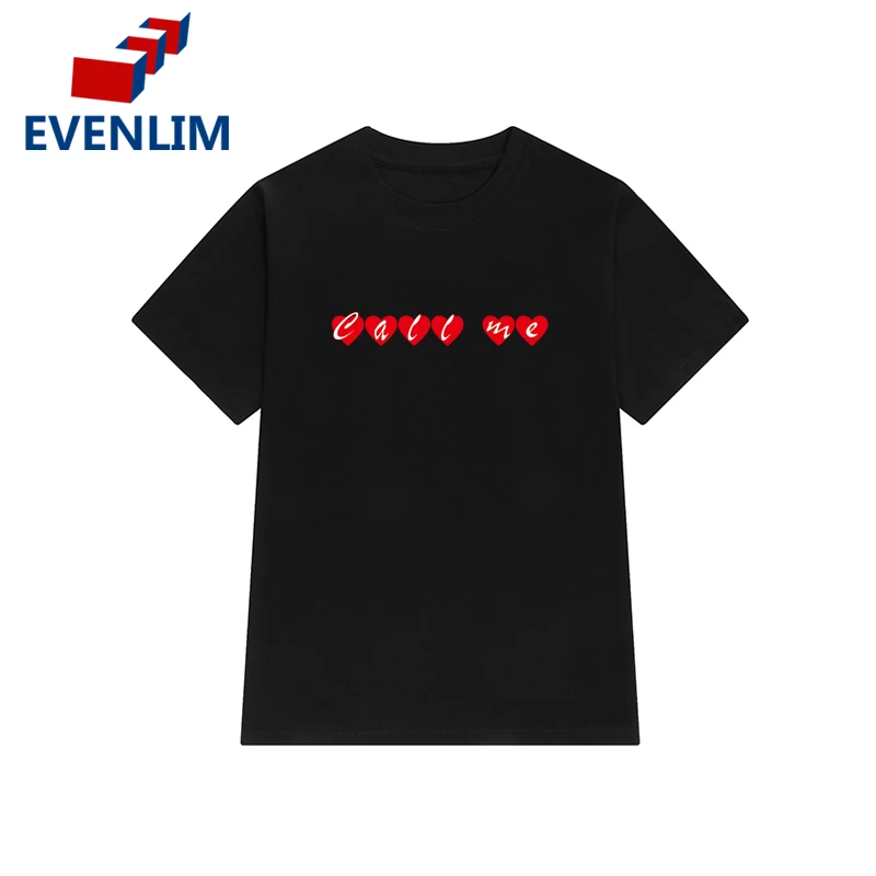 EVENLIM Новый 2018 розовый 100% хлопковые футболки с короткими рукавами Для женщин