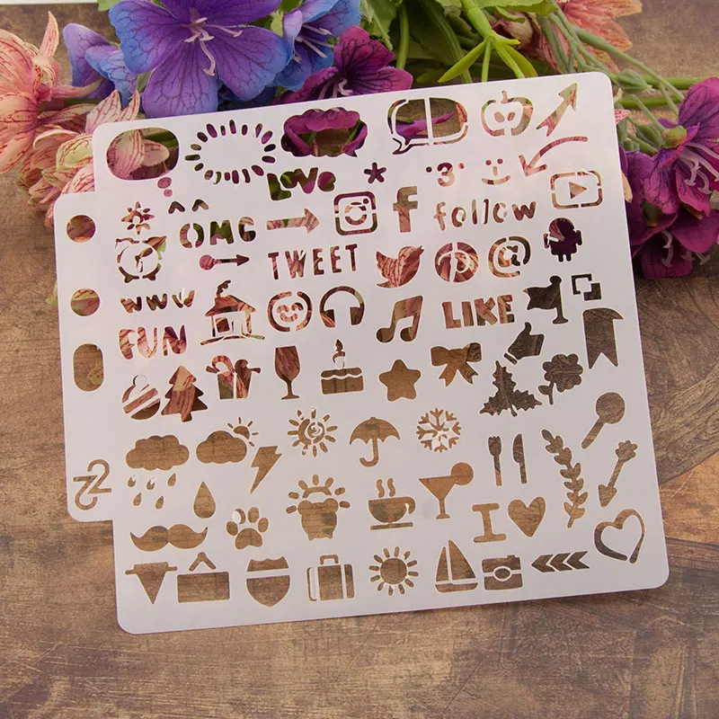 5-дюймовый Птичье слова наслоения Трафареты настенная живопись штампованная для