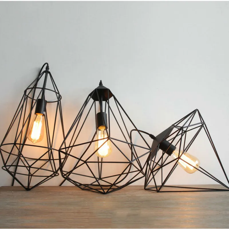 Винтажная E27 железная сетка подвесные светильники лампа промышленный чердак