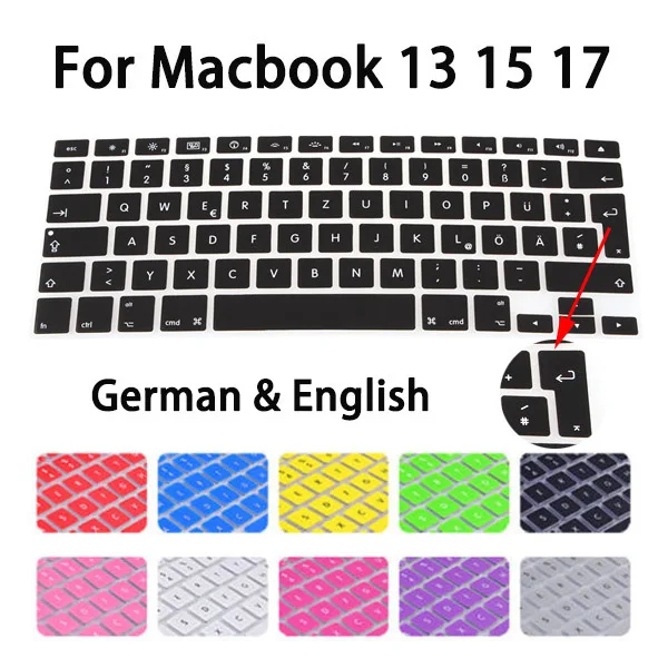 Европейская защита для клавиатуры с немецкими буквами Macbook Air Pro Retina чехлы