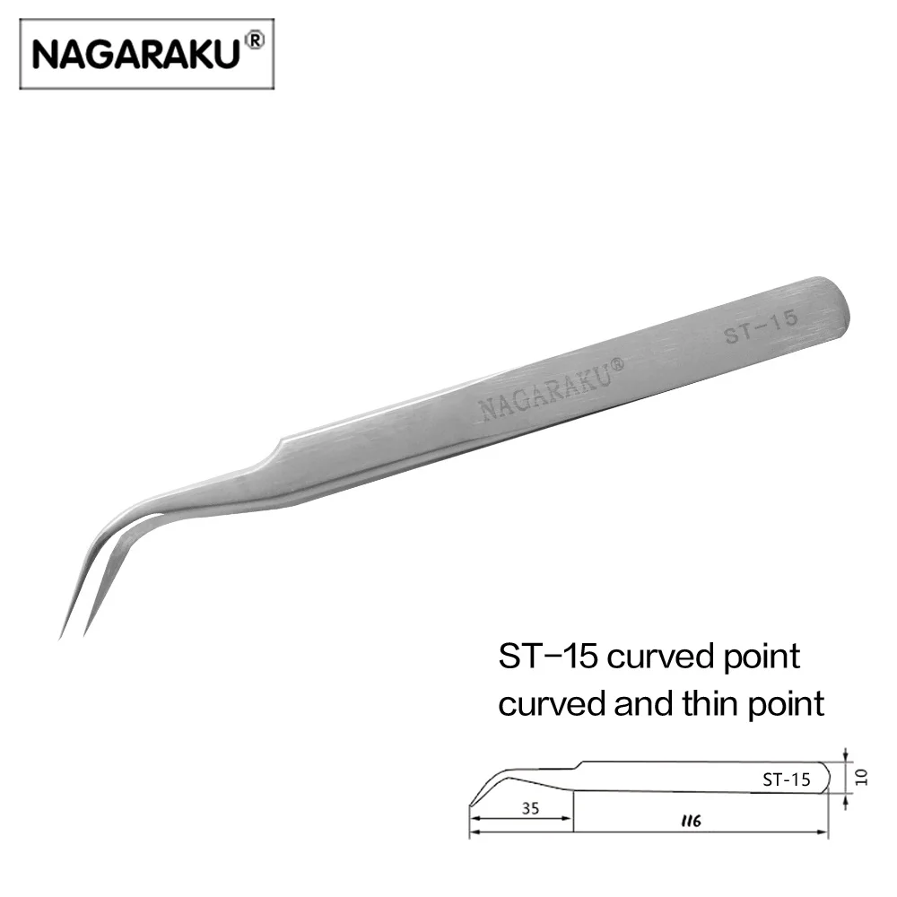 NAGARAKU 2 шт./лот отличное качество нержавеющая сталь промышленные антистатические точные пинцеты для ресниц инструменты для наращивания ресниц