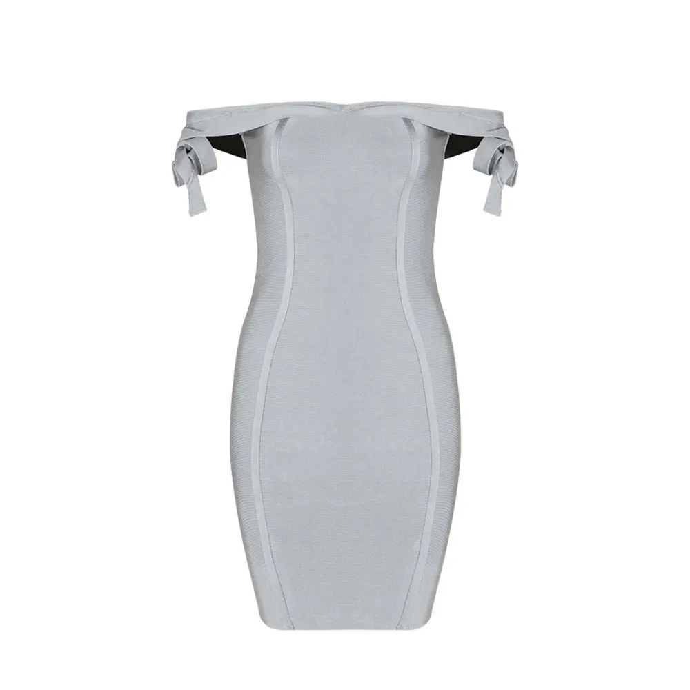 С плеча Бандажное платье с бантом без бретелек низким декольте сексуальные