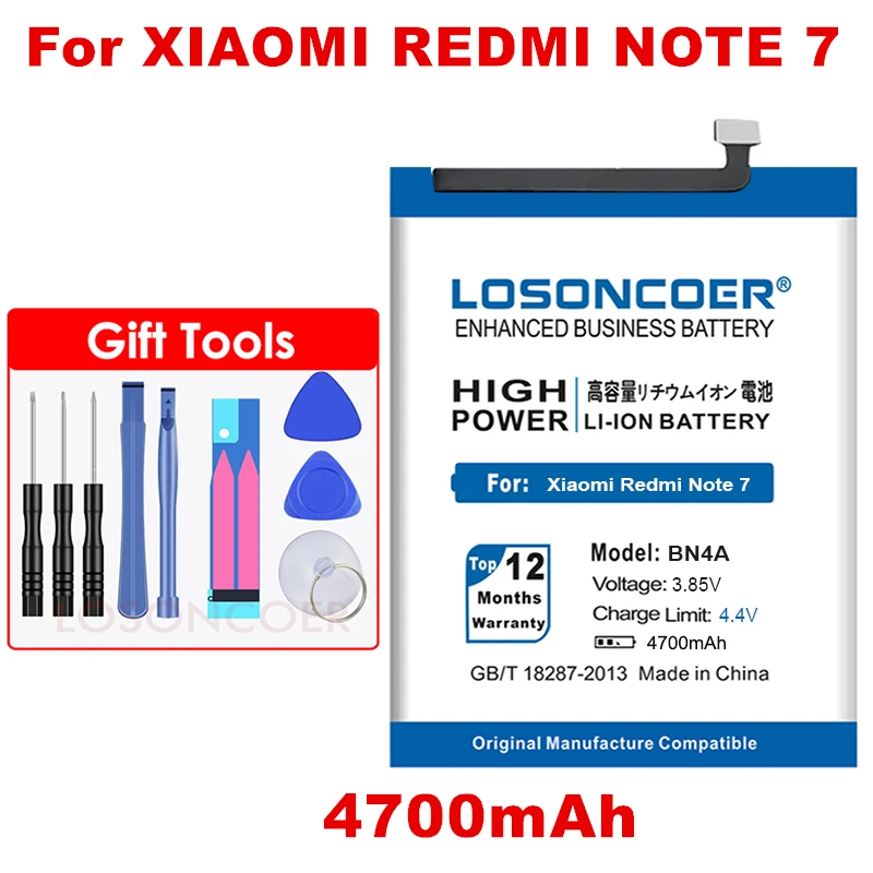 Аккумуляторы LOSONCOER BN4A 4700mAh для телефона Xiaomi Redmi Note7 Note 7 M1901F7C BN4A+ номер отслеживания